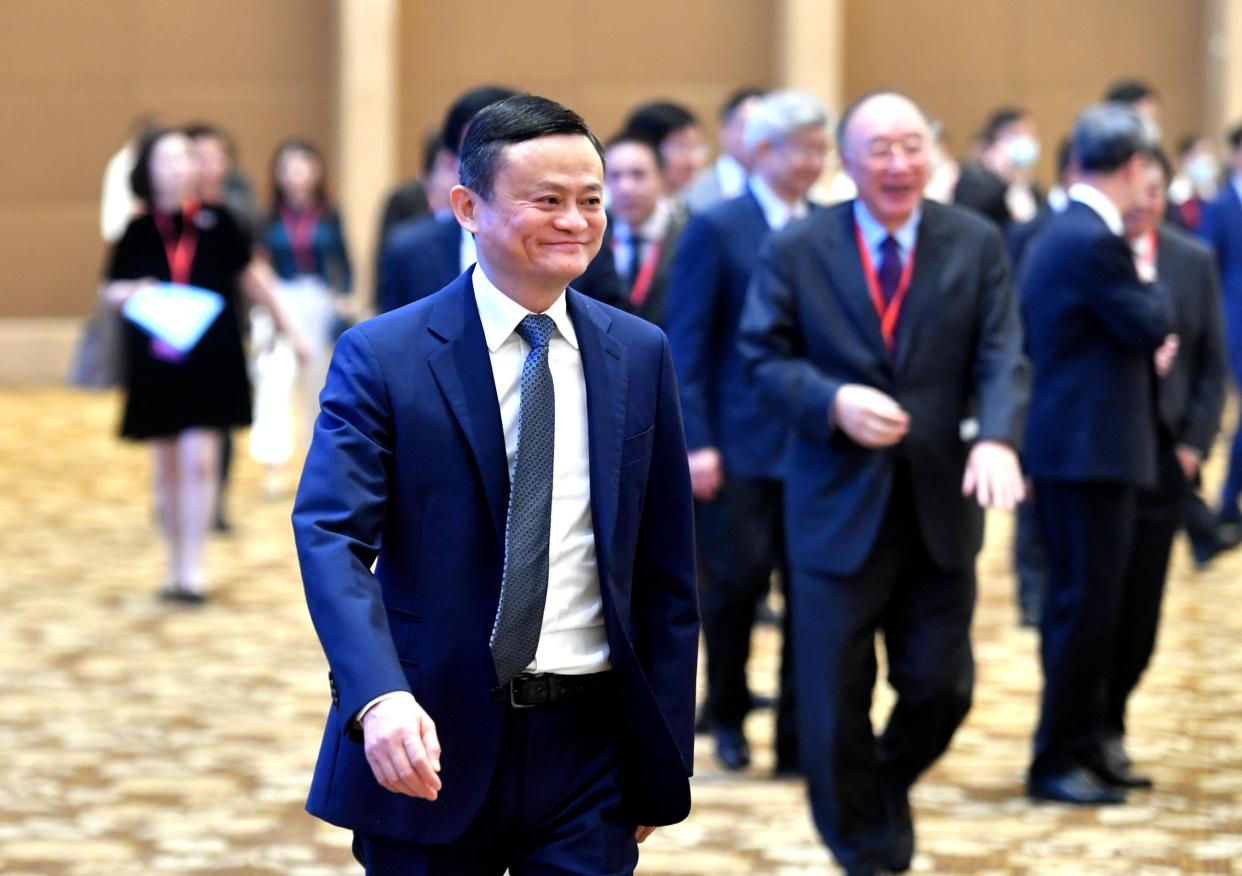 Jack Ma, founder of Alibaba Group, attends opening ceremony of the 3rd All-China Young Entrepreneurs Summit on September 25, 2020 in Fuzhou, Fujian Province of China.