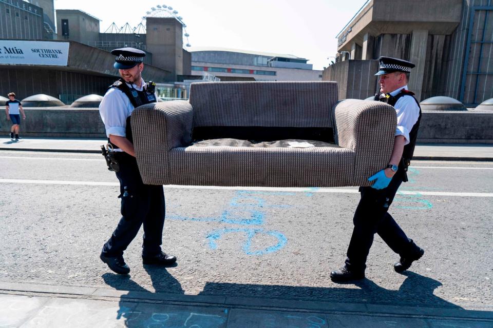 Police carried off items blocking roads