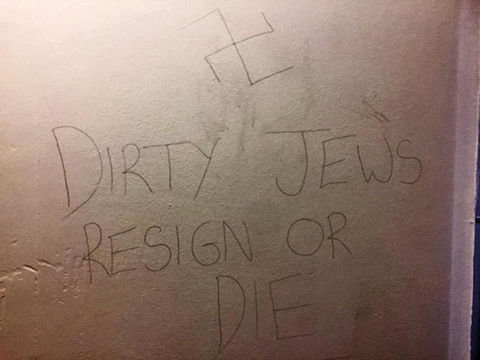 Anti-Semitic graffiti at the University of Birmingham in March (CST)