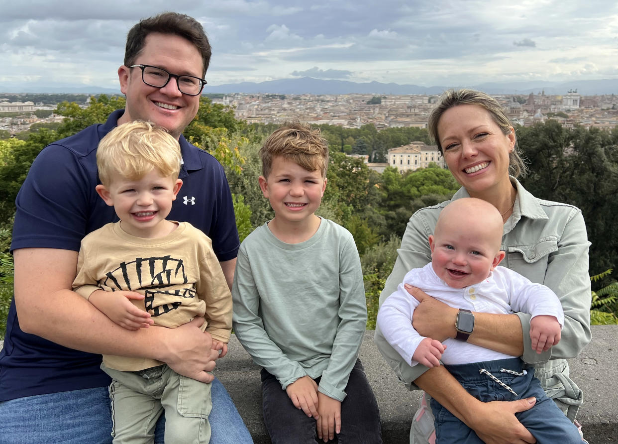 Dylan and her husband, Brian Fichera, are the parents of three boys: from left to right, Oliver, 2, Calvin, 5, and baby Rusty, 1. (Dylan Dreyer)