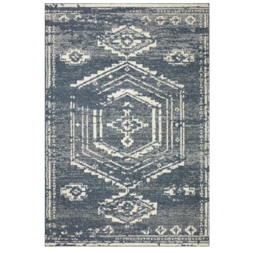 Gigi denim rug in blue and white