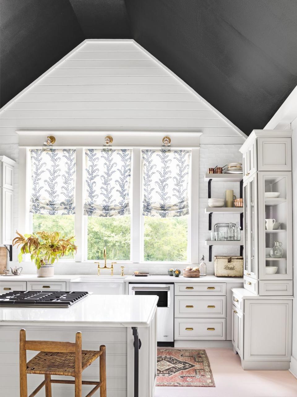 black and white kitchen with shiplap