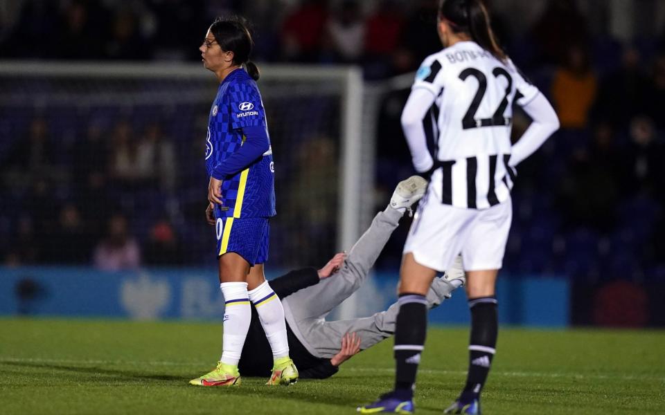 Sam Kerr - Chelsea Women discover Juventus are no pushovers after Sam Kerr barges pitch invader to ground in goalless draw - PA