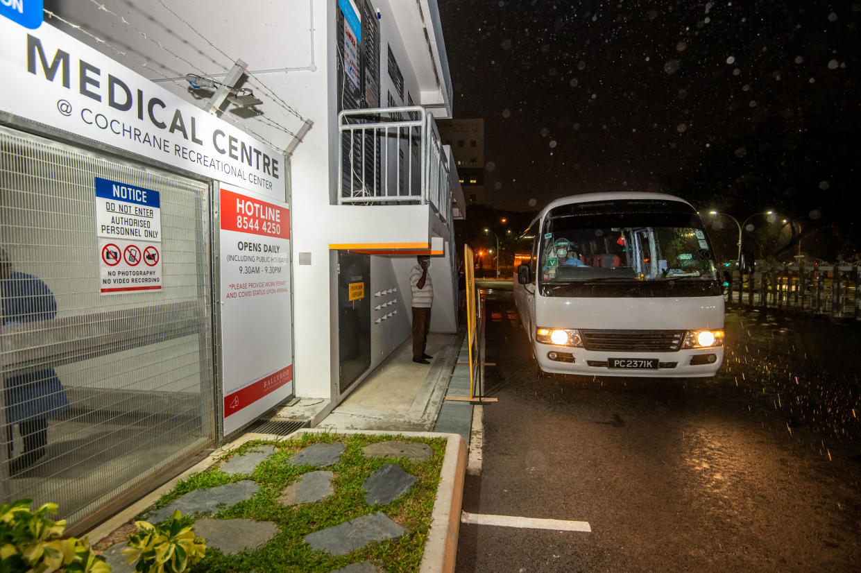 A night clinic at the medical centre at Cochrane Recreation Centre. (PHOTO: Ministry of Manpower)