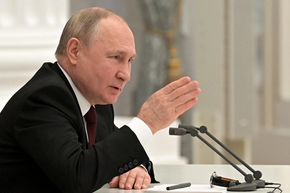 Russian President Vladimir Putin in Moscow on Feb. 21, 2022.