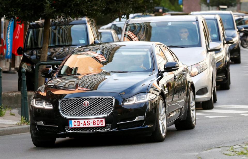 A car carrying Dominic Raab arrives at the EU Commission HQ in Brussels for Sunday's Brexit talks - which eventually failed after just an hour (Francois Lenoir/Reuters)