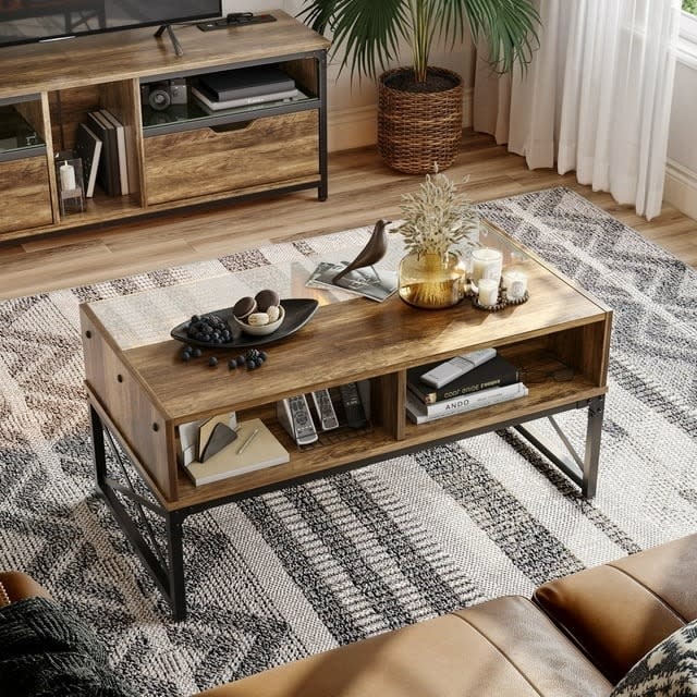 the weathered rustic oak coffee table