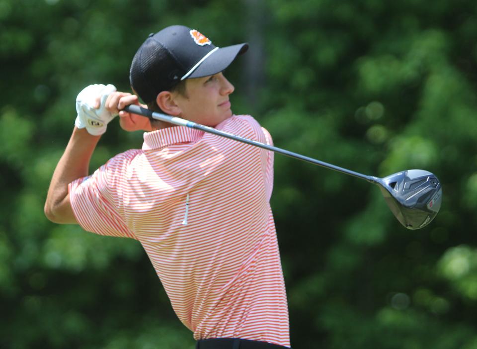 Brighton's Riley Morton shot 76 to tie for 13th place in the Division 1 golf regional Wednesday, May 31, 2023 at Salem Hills Golf Club.
