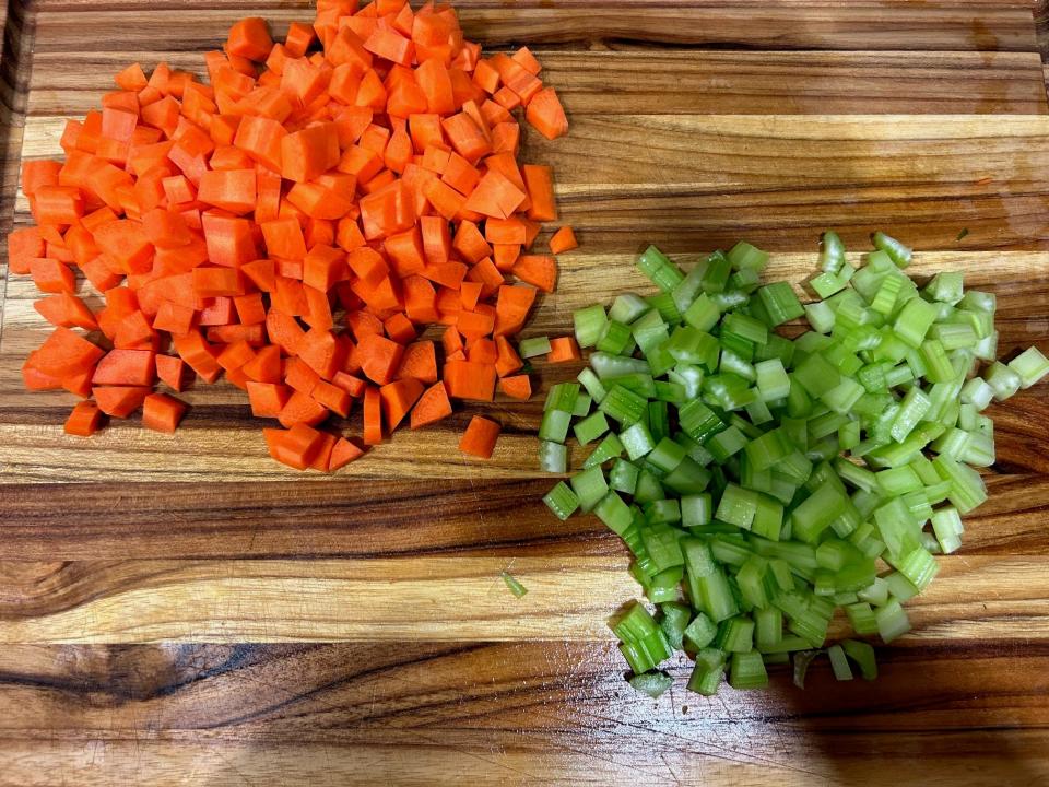 Chopped veggies for Ina Garten's Italian Wedding Soup