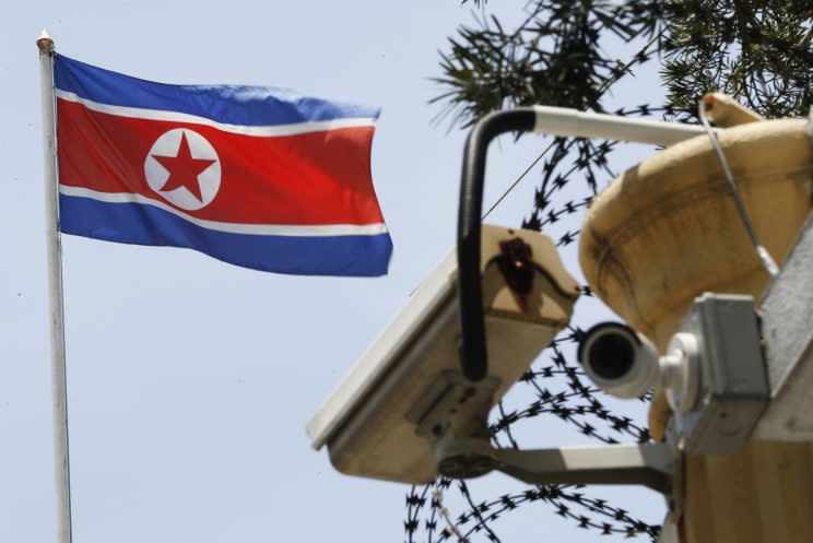 Barbed wire at the heavily fortified North and South Korea border (Rex)