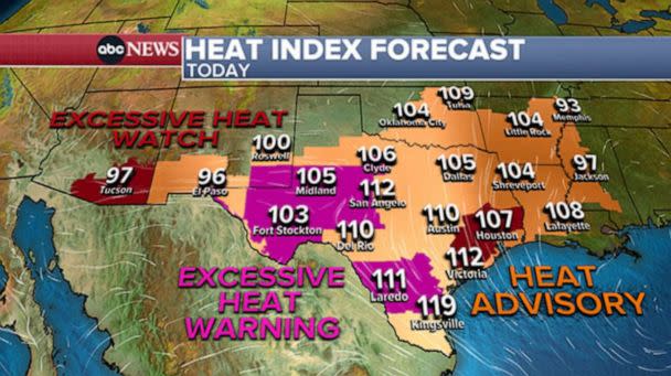 PHOTO: Heat Index Forecast weather graphic (ABC News)