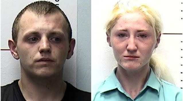 Ohio parents, Lee Johnson and Chelsie Marshall, were found overdosed on heroin after their five-year-old raised the alarm. Picture: Middletown Division of Police