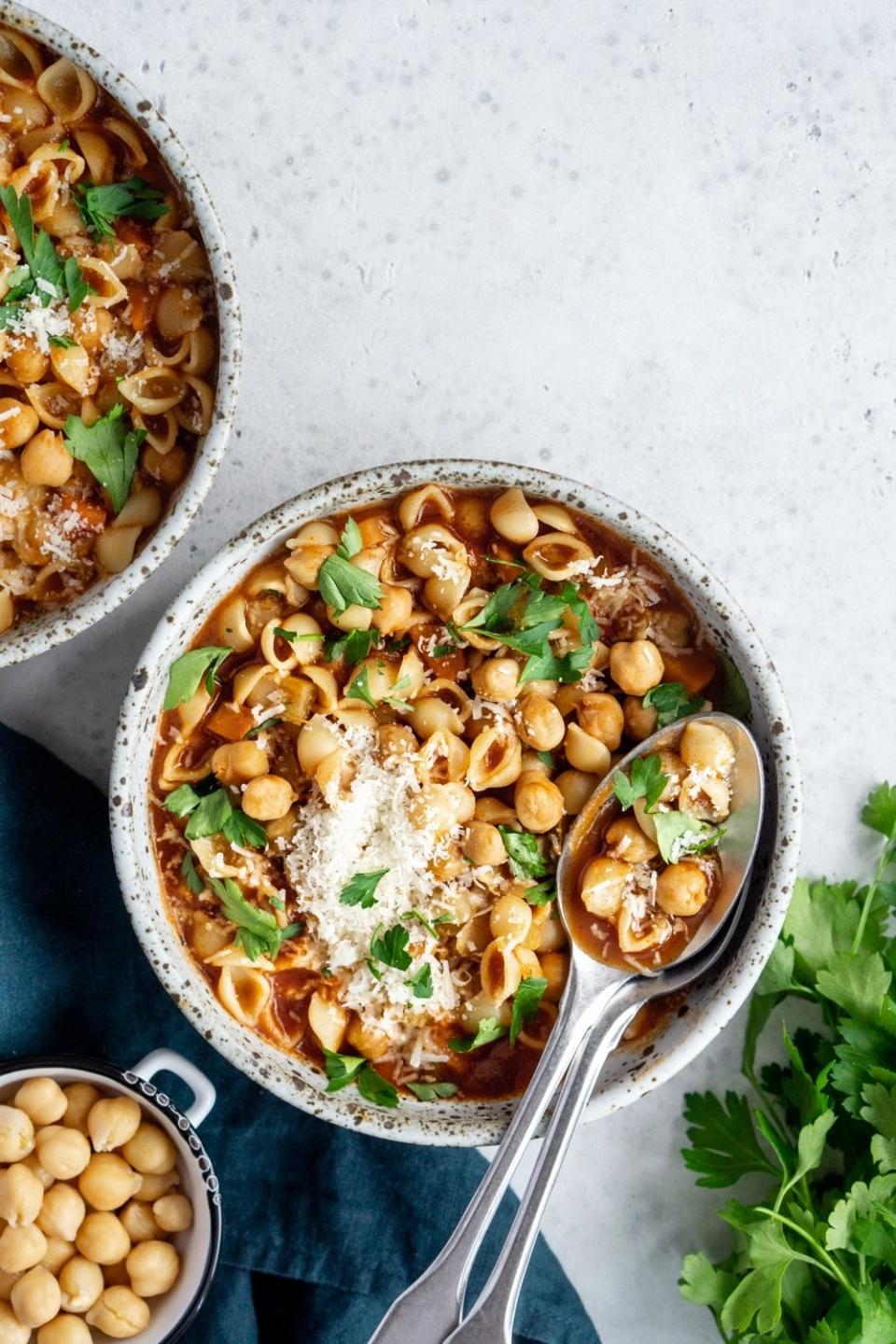 Pasta and chickpea soup