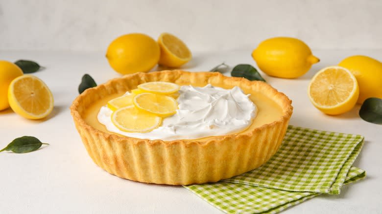 Lemon tart on a table