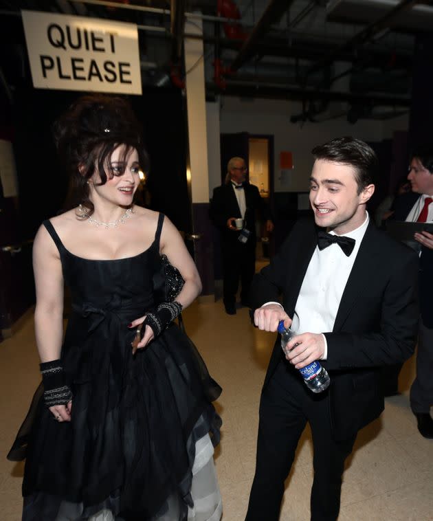 Helena Bonham Carter and Daniel Radcliffe backstage at the Oscars at the Dolby Theatre on Sunday Feb. 24, 2013, in Los Angeles. (Photo by Matt Sayles/Invision/AP) (Photo: via Associated Press)