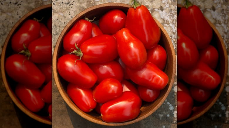 bowl of Roma tomatoes