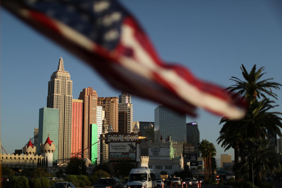 <p>The Las Vegas Strip is seen close to the Route 91 music festival mass shooting site next to the Mandalay Bay Resort and Casino in Las Vegas, Nev., Oct. 4, 2017. (PhotoL Lucy Nicholson/Reuters) </p>