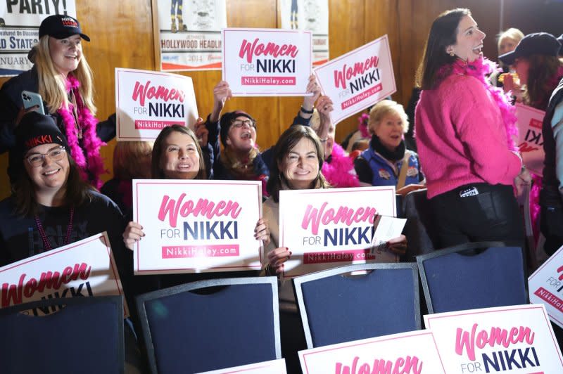 Nikki Haley supporters await her arrival at a campaign event in Ames, Iowa, on January 14. File Photo by Alex Wroblewski/UPI