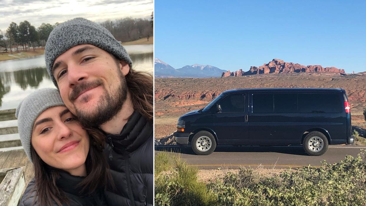 Our Chevy Express passenger van, somewhere in Utah in 2020.