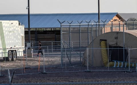 A temporary detention facility in Clint, Texas - Credit: AFP