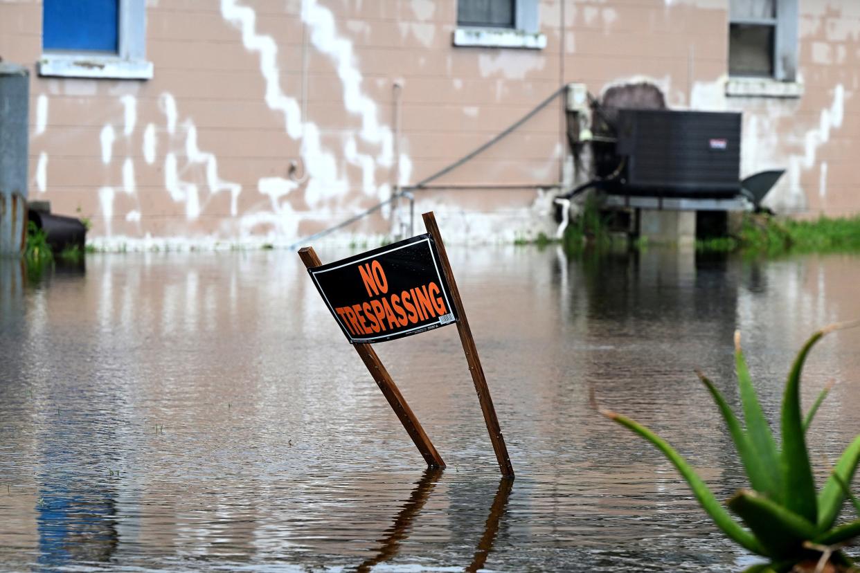 A home in Rubonia, Florida, is surrounded by floodwater after Tropical Storm Debby (AP)