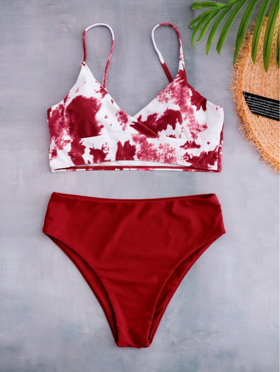 Bañador bikini de cintura alta de tie dye