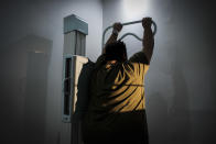 <p>Andre Hugo, 41, during the preoperative medical examination in the Chrysalis Clinic for the treatment of obesity, in the Life Kinksbury Hospital. Hugo weighs 372 lbs. (Photograph by Silvia Landi) </p>