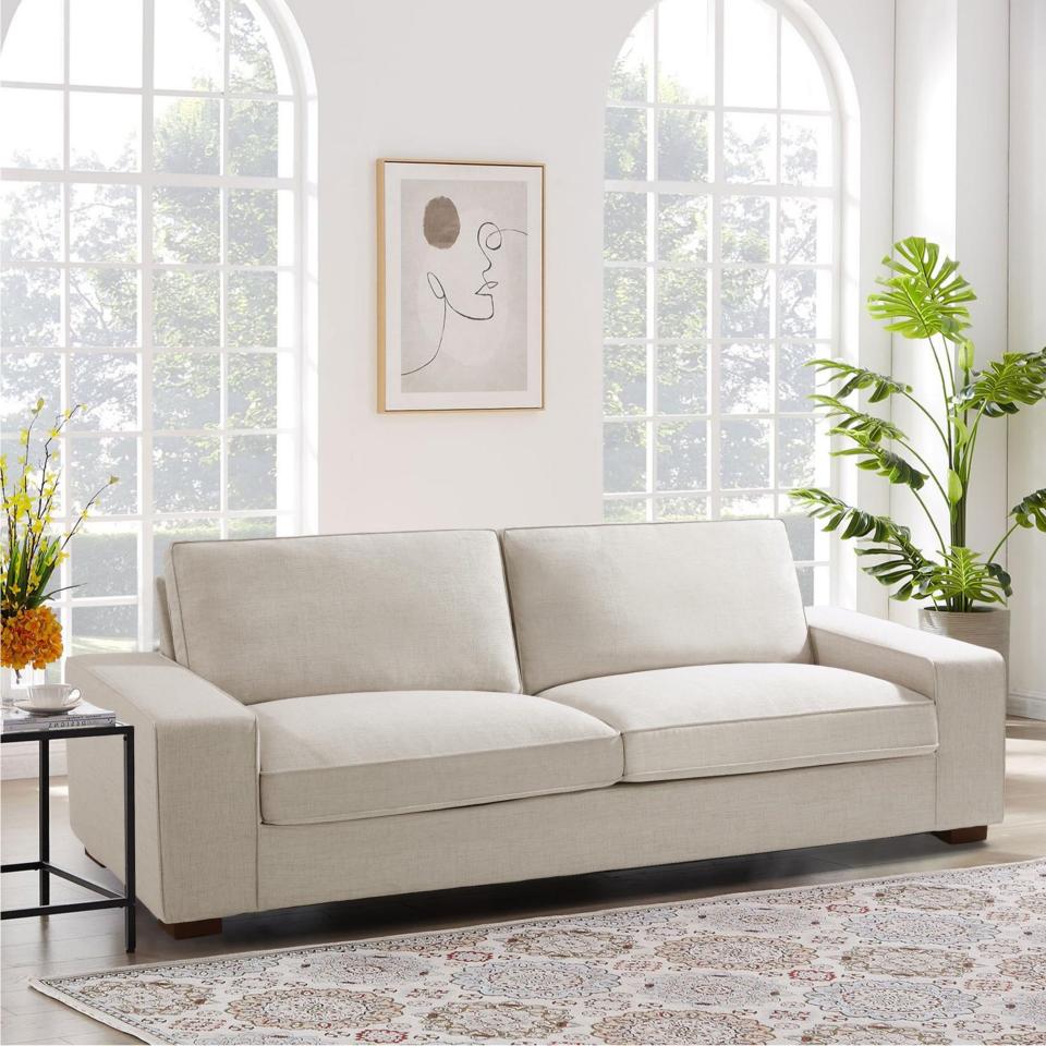 <p><a href="https://go.redirectingat.com?id=74968X1596630&url=https%3A%2F%2Fwww.walmart.com%2Fip%2FINGALIK-88-58-Modern-Loveseat-Sofa-Living-Room-Chenille-Couch-Square-Armrests-Removable-Cushions-Detachable-Cover-Easy-Install-3-Seater-Beige%2F1994957206&sref=https%3A%2F%2F" rel="nofollow noopener" target="_blank" data-ylk="slk:Shop Now;elm:context_link;itc:0;sec:content-canvas" class="link ">Shop Now</a></p><p>Modern Loveseat Sofa for Living Room</p><p>walmart.com</p><p>$359.00</p>