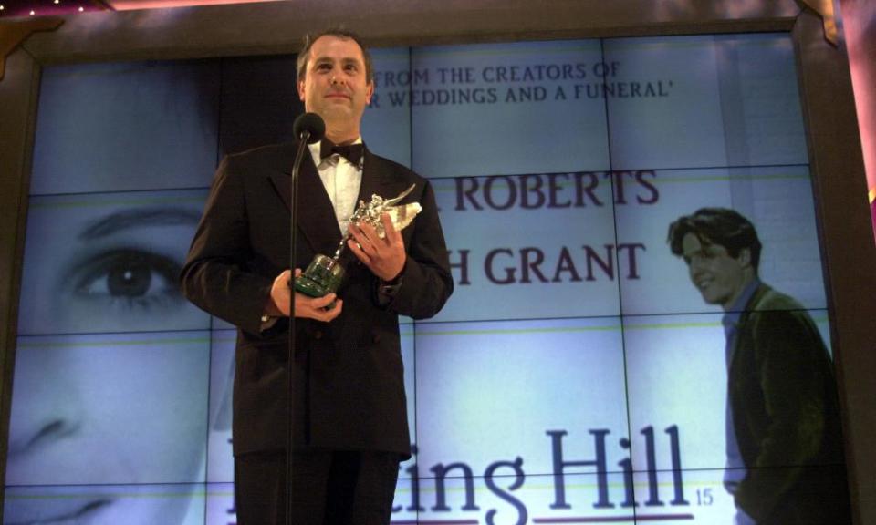 Roger Michell accepting the Peter Sellers award for comedy for his work on Notting Hill at the Evening Standard British Film Awards, 2000.