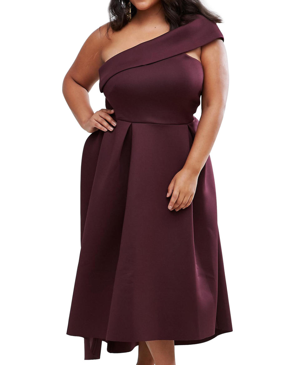 ASOS Curve's One Shoulder Midi Skater Dress