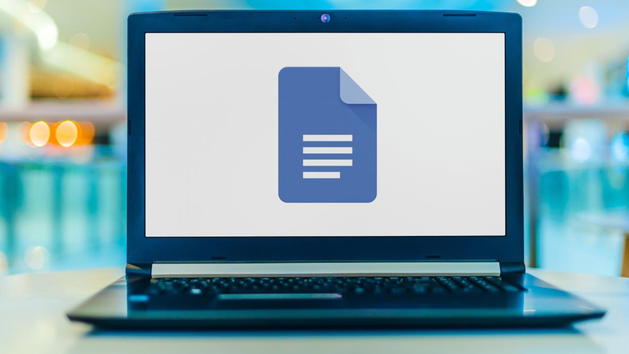  Google Docs logo on laptop 