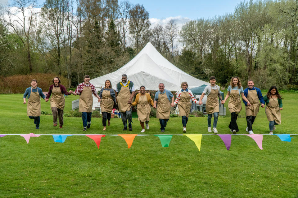 Josh, Abbi, Rowan, Cristy, Amos, Saku, Keith, Nicky, Matty, Tasha, Dan, Dana. The Great British Bake Off 2023 (Channel 4)