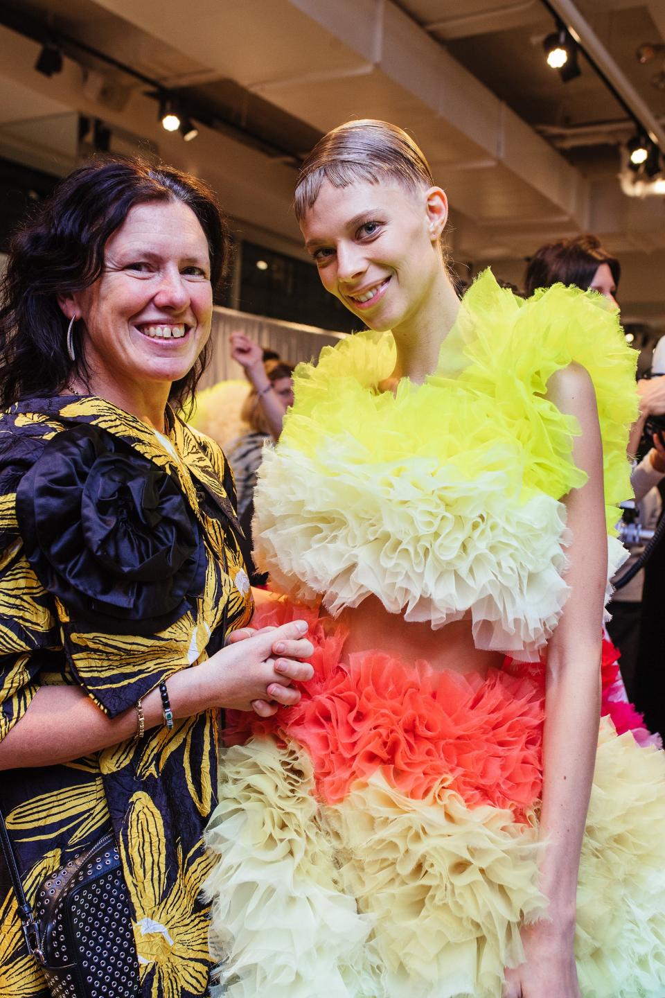 Katie Grand and Lexi Boling backstage.