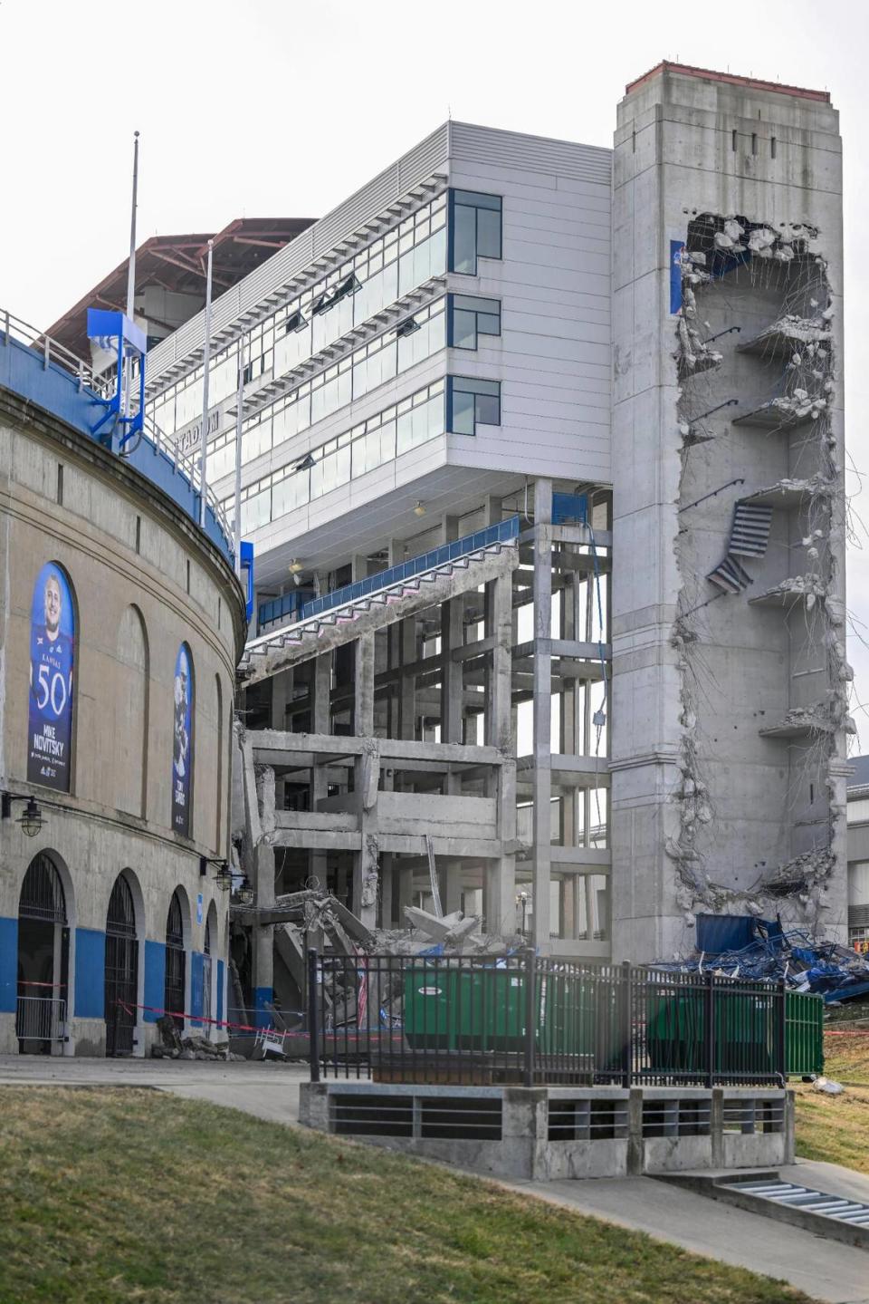 Renovations are underway at David Booth Kansas Memorial Stadium in Lawrence. Phase one of the construction project will leave a reduced seating capacity for the 2024 football season, with a 2025 target for completion.