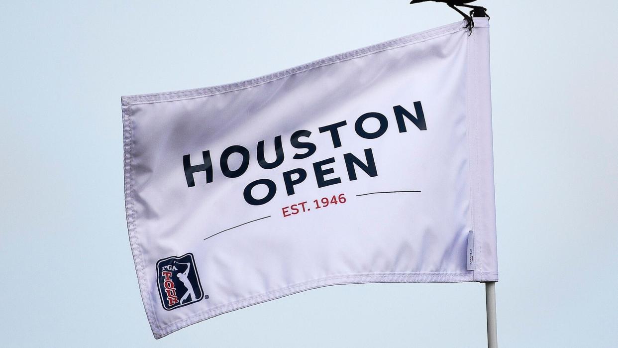 Mandatory Credit: Photo by Eric Christian Smith/AP/Shutterstock (9489002m)A bird perches on the 18th-hole flag during the final round of the Houston Open golf tournament, in Humble, TexasOpen Golf, Houston, USA - 01 Apr 2018.