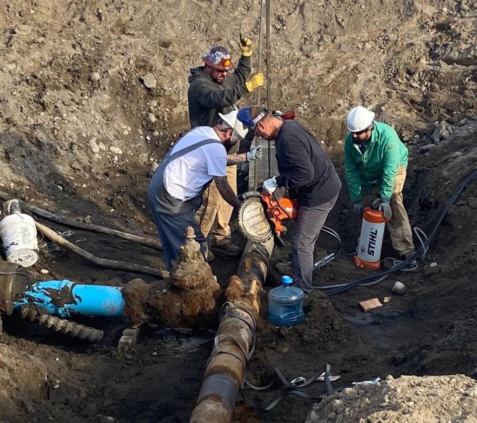 A Hanford Mission Integration Solutions team completes repairs to a water line serving nearly 20 facilities at the nuclear reservation.
