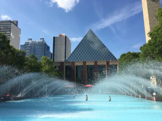 The fountain in front of city hall, closed for rehabilitation for two years, reopened last year but was then closed because of COVID-19.  (John Robertson/CBC - image credit)