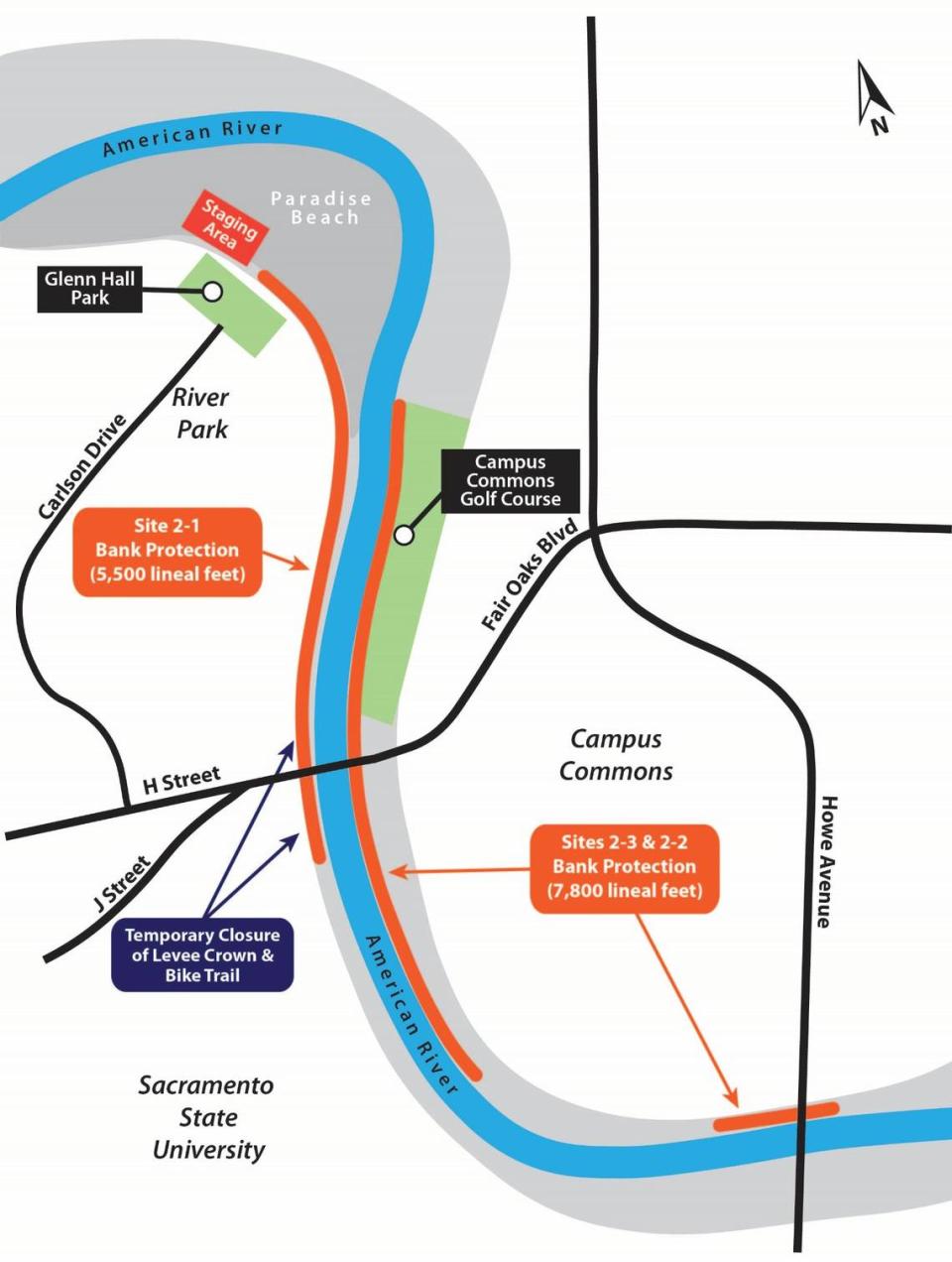 The American River Parkway trail near Campus Commons Golf Course and Howe Avenue will fully reopen by the end of the year.
