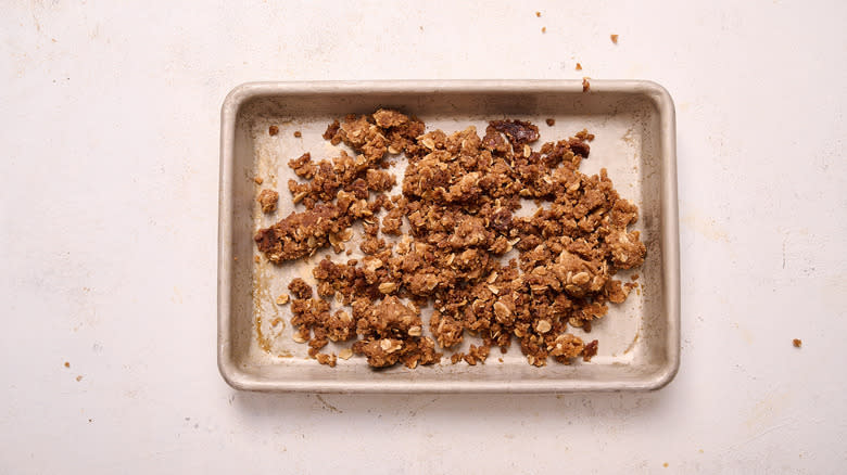 brown sugar crumble on sheet tray