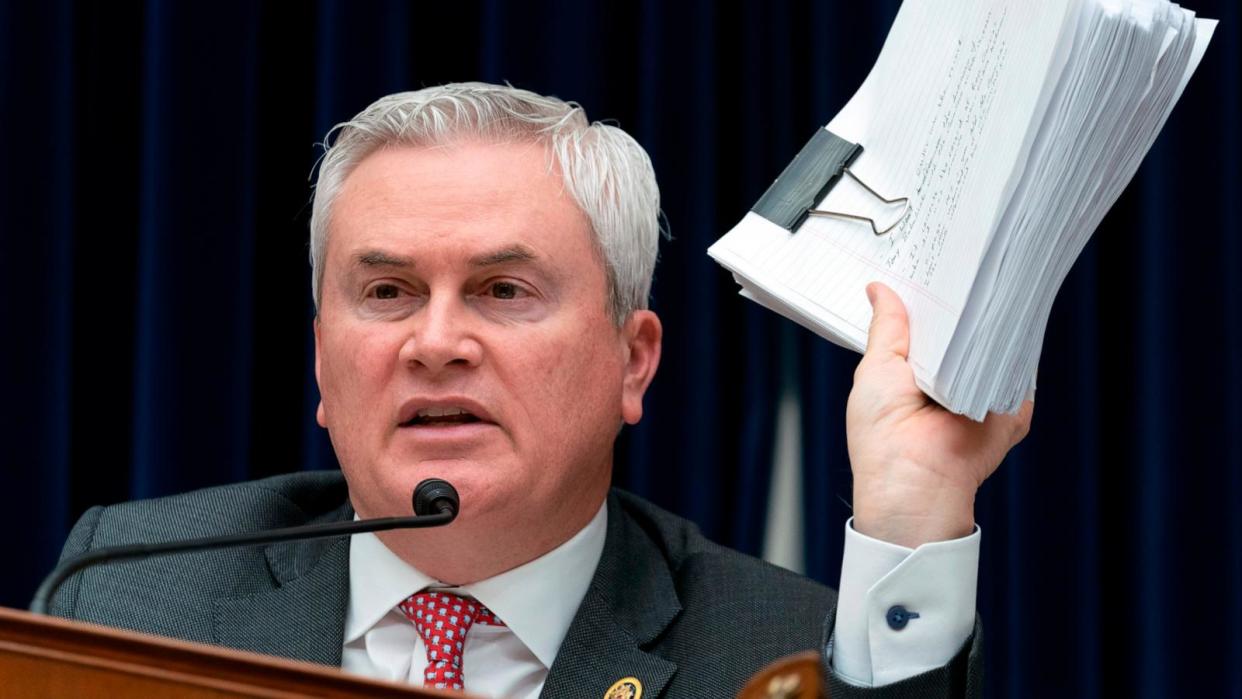 PHOTO: House Oversight and Accountability Committee Chairman Rep. James Comer speaks during the House Oversight and Accountability Committee hearing on Capitol Hill, March 20, 2024.   (Jose Luis Magana/AP)