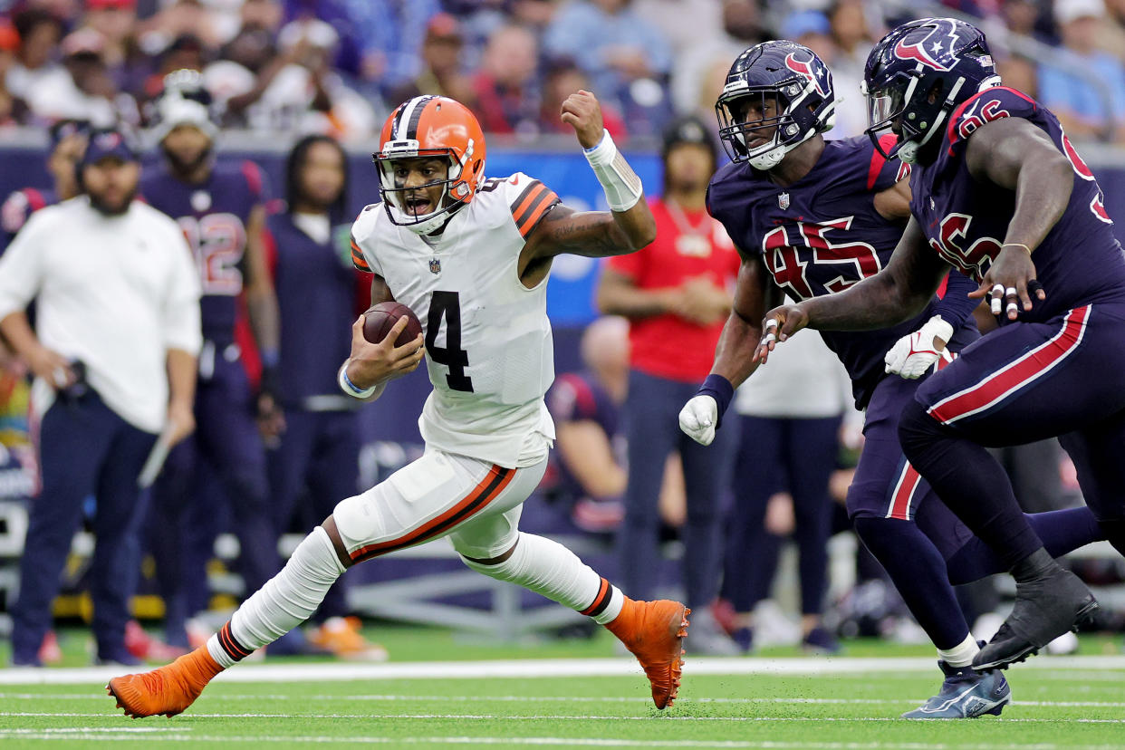 The circus failed to materialize around Deshaun Watson's return from an 11-game suspension for over two dozen women filing civil suits alleging sexual assault or misconduct. But the Browns have some pressing concerns with him after his debut. (Photo by Carmen Mandato/Getty Images)