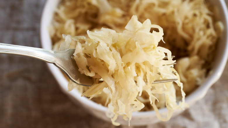 Sauerkraut on fork