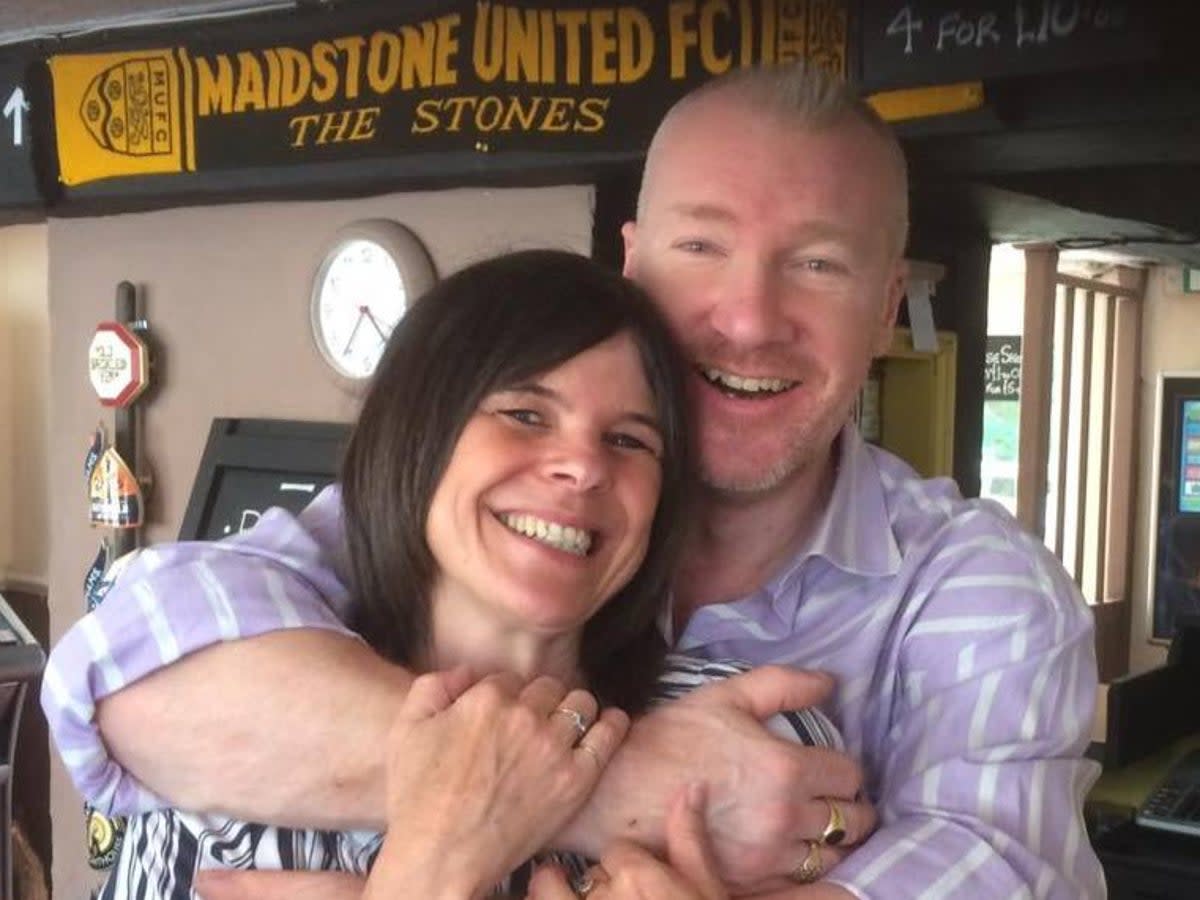 Matthew Bryant and his wife Caroline in the pub they ran together (Facebook)