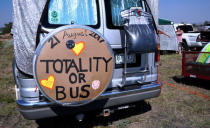 A minibus parked in a designated eclipse viewing area is seen in a campground near Guernsey, Wyoming U.S. August 20, 2017. REUTERS/Rick Wilking