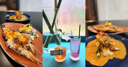 rws - collage of river prawn, fish and cocktails