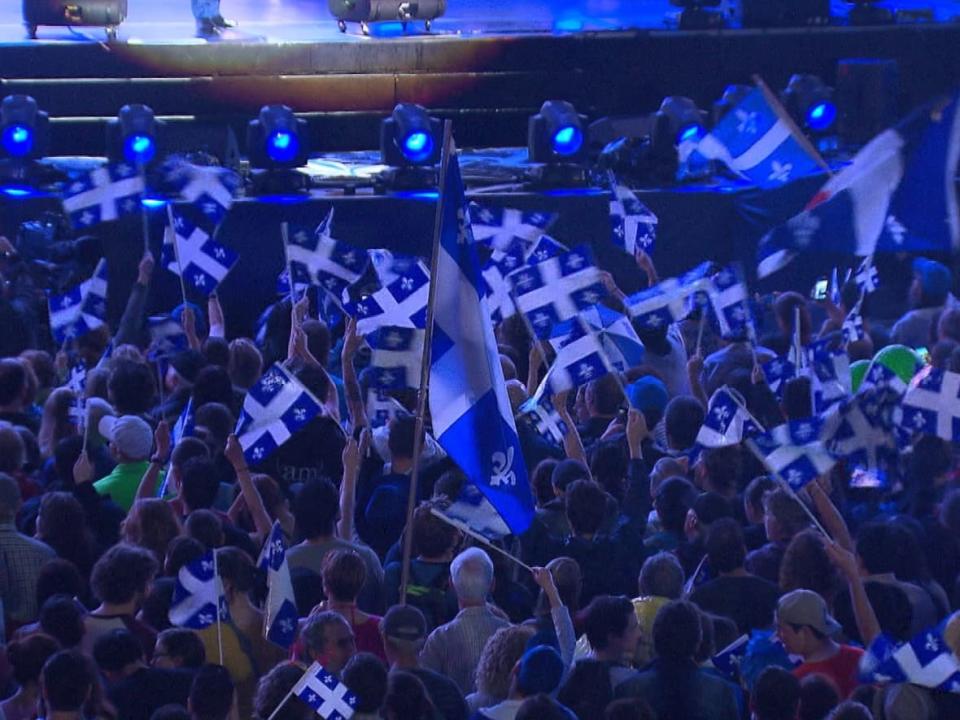 After a two-year hiatus, hundreds of people are once again expected to fill Place des Spectacles for the Fête Nationale show Thursday evening. (Radio-Canada - image credit)