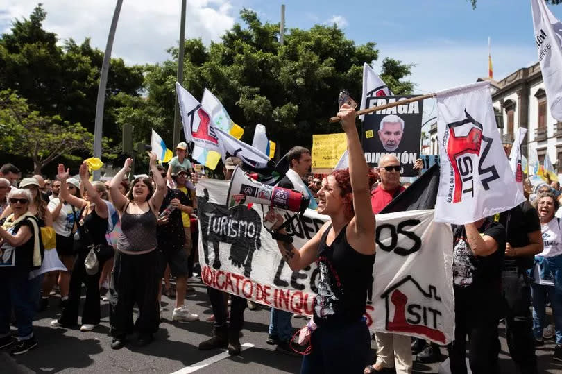 People across the Canary Islands participated in protests on Saturday, April 20