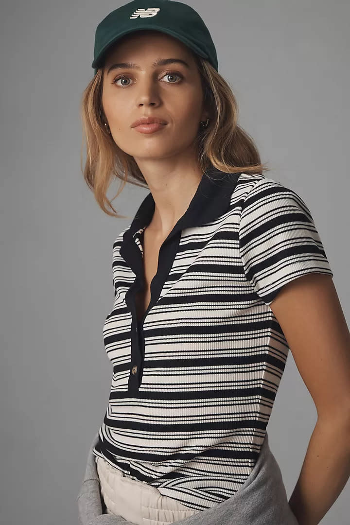 T.La Short-Sleeve Polo Tee. Image via Anthropologie.