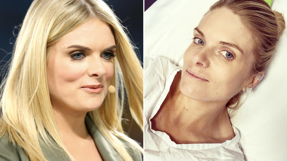 Erin Molan, pictured here in hospital.