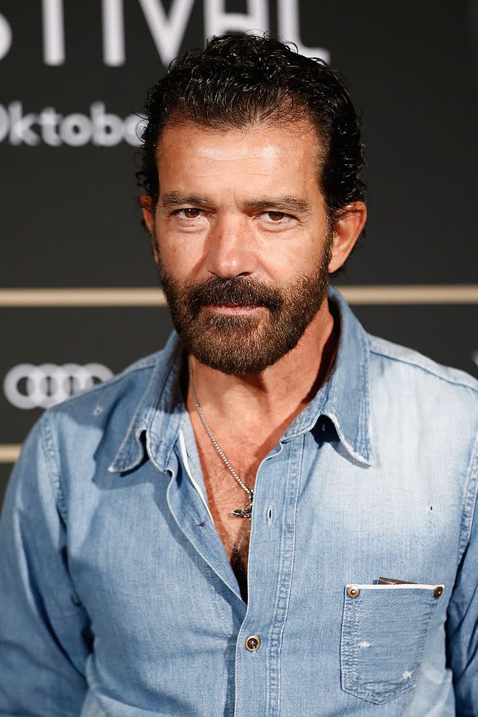 With Beard: Antonio Banderas